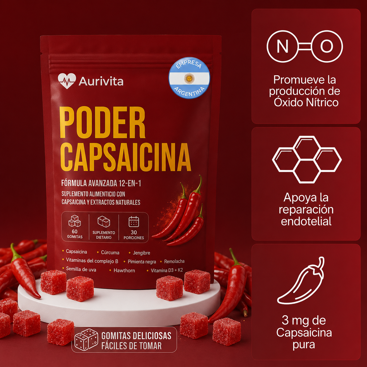 Gomitas de pimienta de cayena suplemento cardiovascular